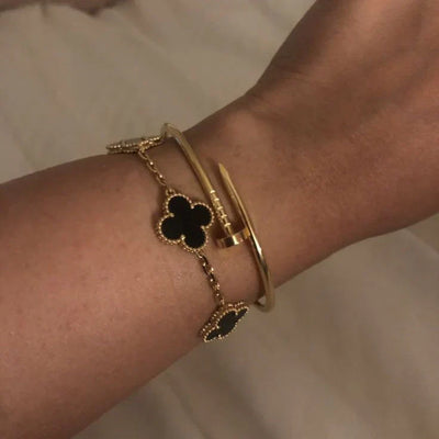 KLÖVER | Svart/Guld Armband