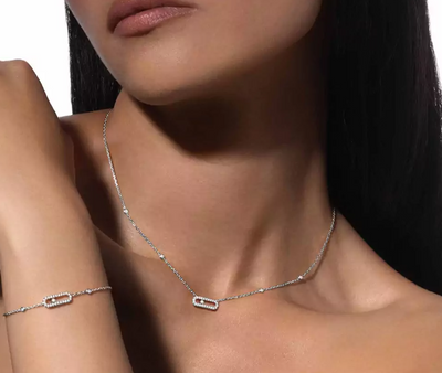 EXKLUSIVT | Mollyanne Diamanté Uno Halsband – Silver